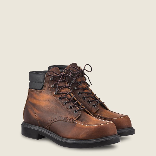 Mens Red Wing Classic Supersole - 6-inchr Rough & Tough Leather - Heritage Boots Dark Brown - FOV876